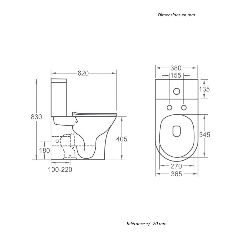 Toilette WC à poser CIPOLI en céramique noir mat