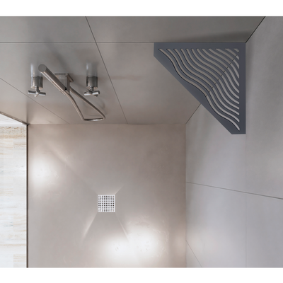 Tablette d'angle 5 côtés - motif Aqua - finition gris ardoise - Le Monde du Bain