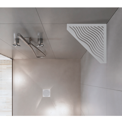 Tablette d'angle 5 côtés - motif Aqua - finition blanc mat - Le Monde du Bain