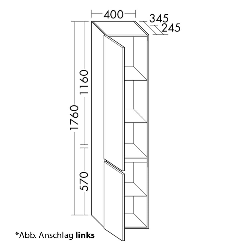 burgbad Lin20 armoire haute 40 x 24,5 cm, avec 2 portes, droite