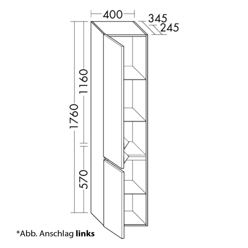 burgbad Lin20 armoire haute 40 x 24,5 cm, avec 2 portes, droite