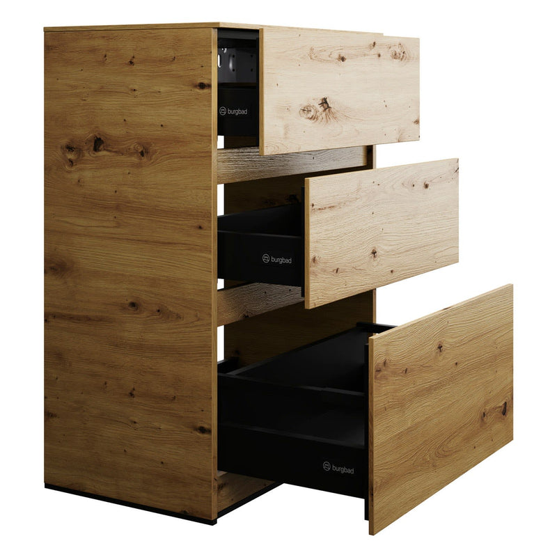 burgbad Lin20 meuble bas 60 cm, 1 coulissant, 2 tiroirs