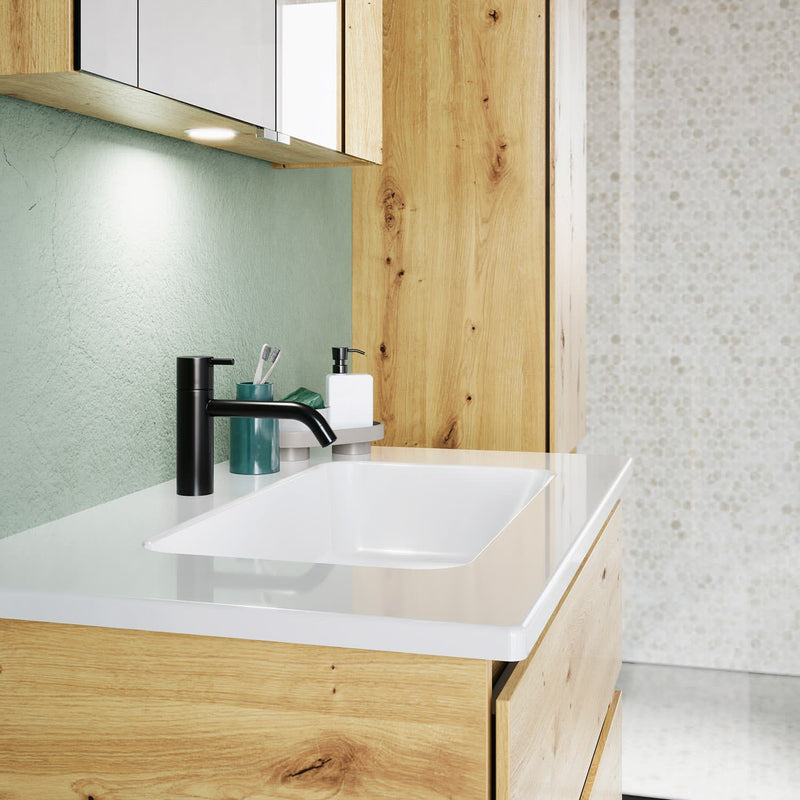 burgbad Lin20 meuble sous-vasque avec vasque en céramique 83 cm, 2 tiroirs