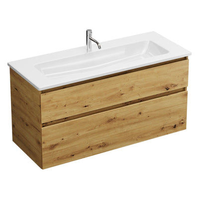 burgbad Lin20 meuble sous-vasque avec vasque en céramique 123 cm, 2 compartiments coulissants