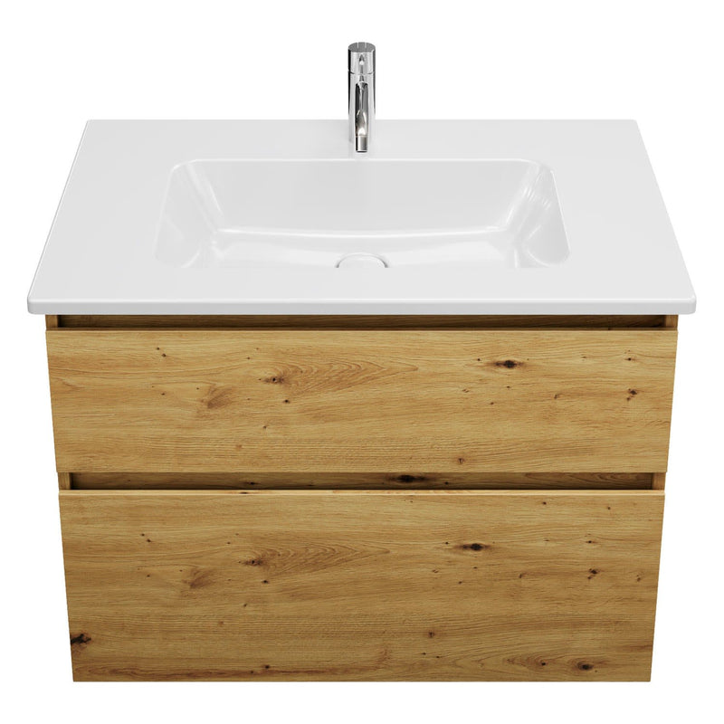 burgbad Lin20 meuble sous-vasque avec vasque en céramique 83 cm, 2 tiroirs