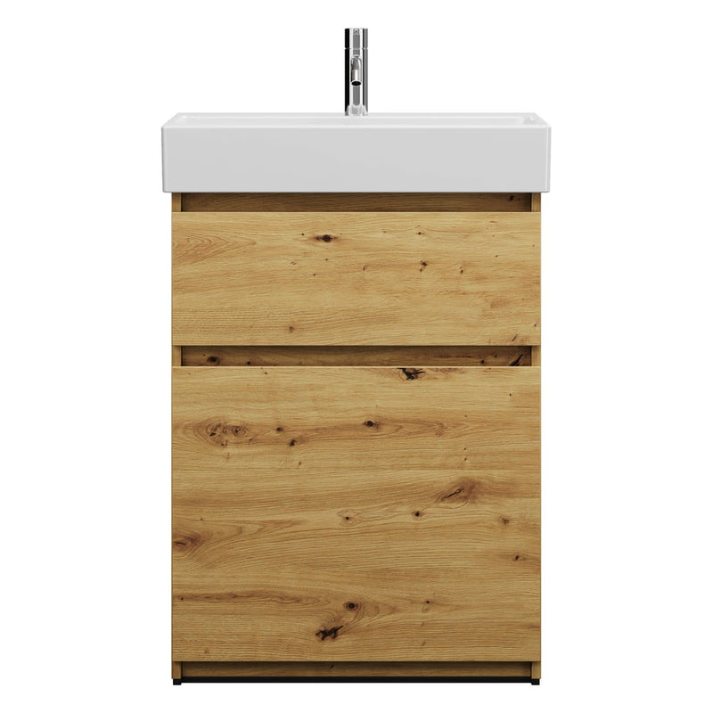 burgbad Lin20 meuble sous-vasque avec vasque en céramique 63 cm, 2 tiroirs