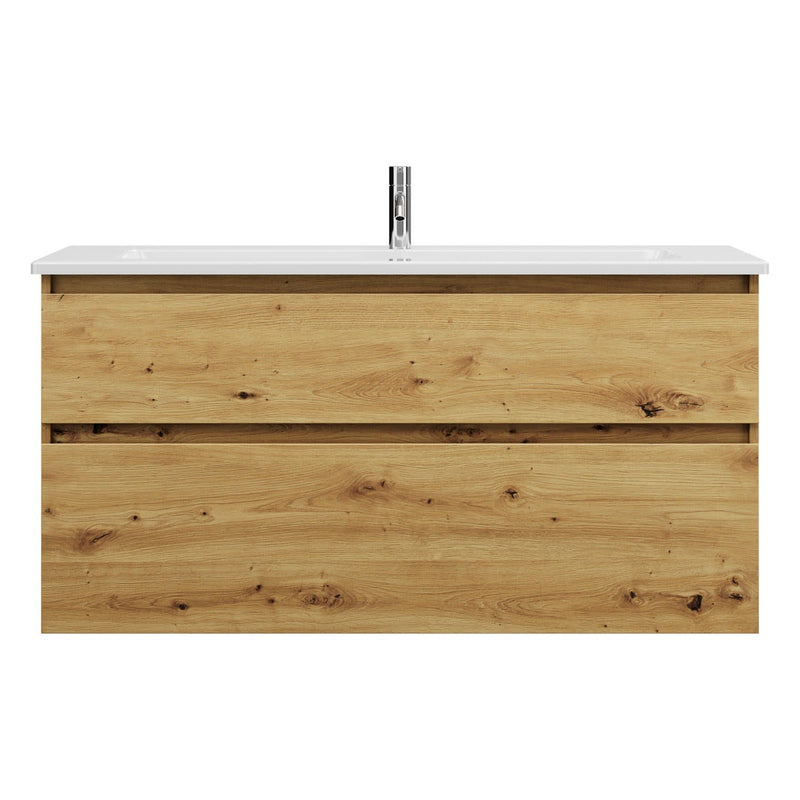 burgbad Lin20 meuble sous-vasque avec vasque en céramique 123 cm, 2 compartiments coulissants