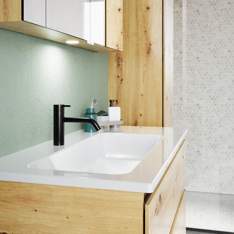 burgbad Lin20 meuble sous-vasque avec vasque en céramique 103 cm, 2 tiroirs, gauche