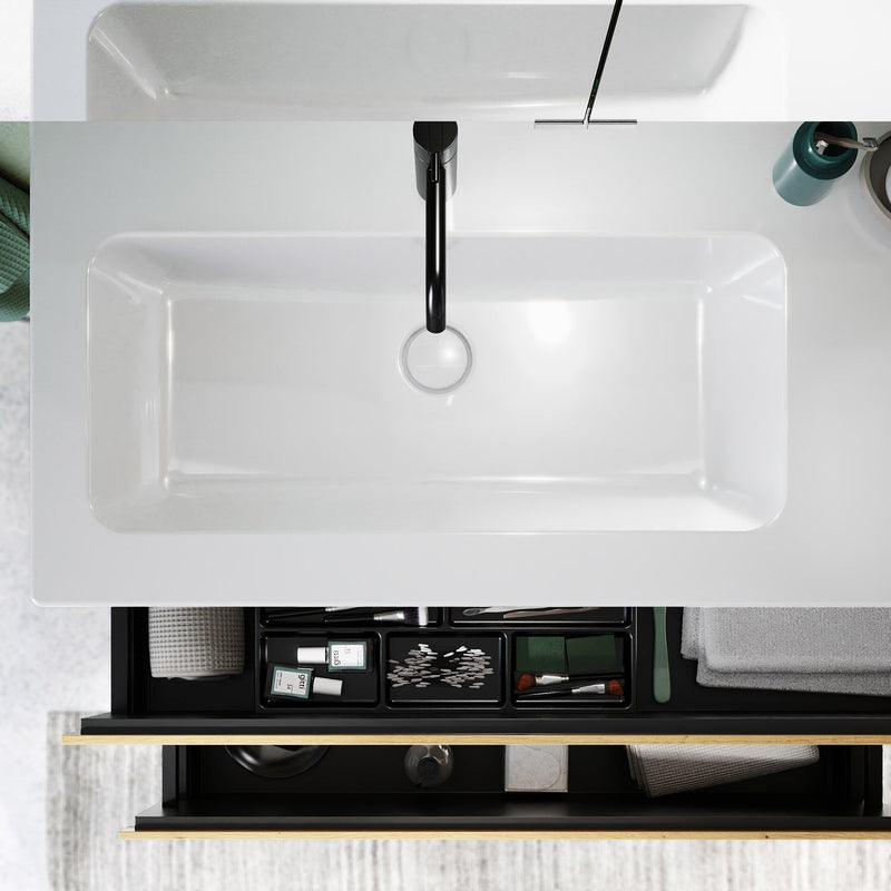 burgbad Lin20 meuble sous-vasque avec vasque en céramique 103 cm, 2 tiroirs, gauche