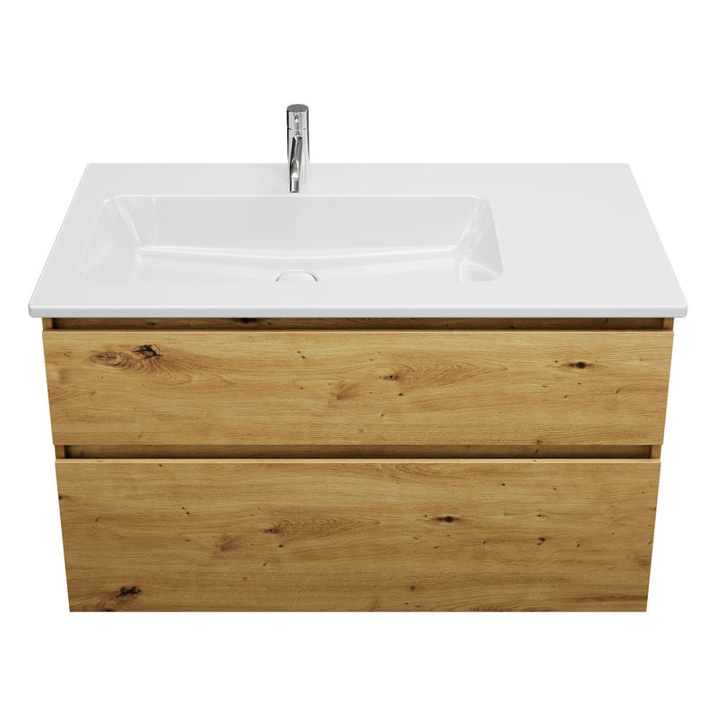 burgbad Lin20 meuble sous-vasque avec vasque en céramique 103 cm, 2 tiroirs, gauche