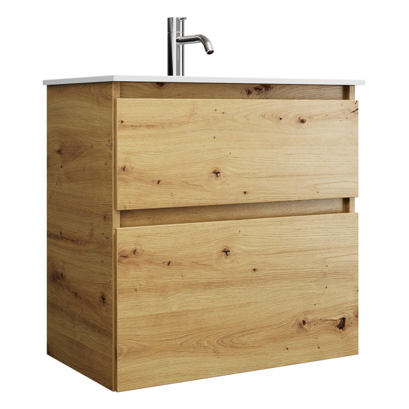 burgbad Meuble sous-vasque Lin20 avec vasque en fonte minérale 62 cm, 2 tiroirs