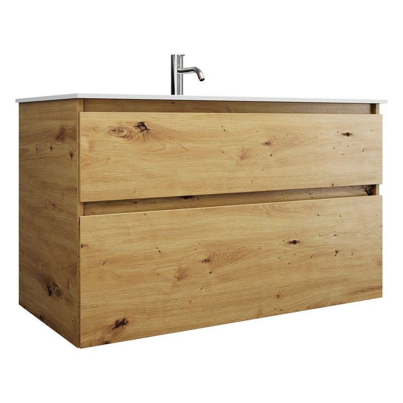 burgbad Meuble sous-vasque Lin20 avec vasque en fonte minérale 102 cm, 2 tiroirs