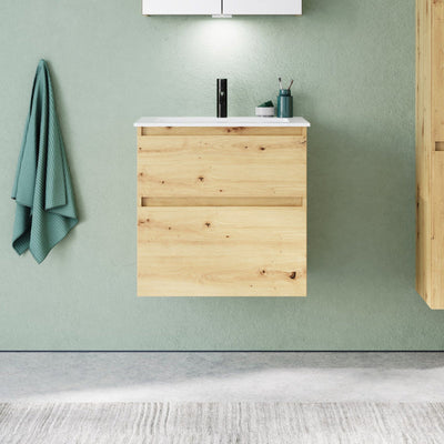 burgbad Meuble sous-vasque Lin20 avec vasque en fonte minérale 62 cm, 2 tiroirs