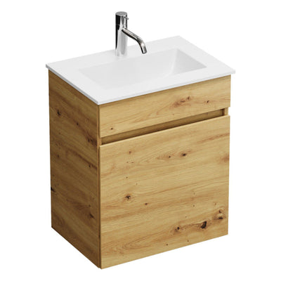 burgbad Meuble sous-vasque Lin20 avec vasque en fonte minérale 52 cm, 1 compartiment coulissant