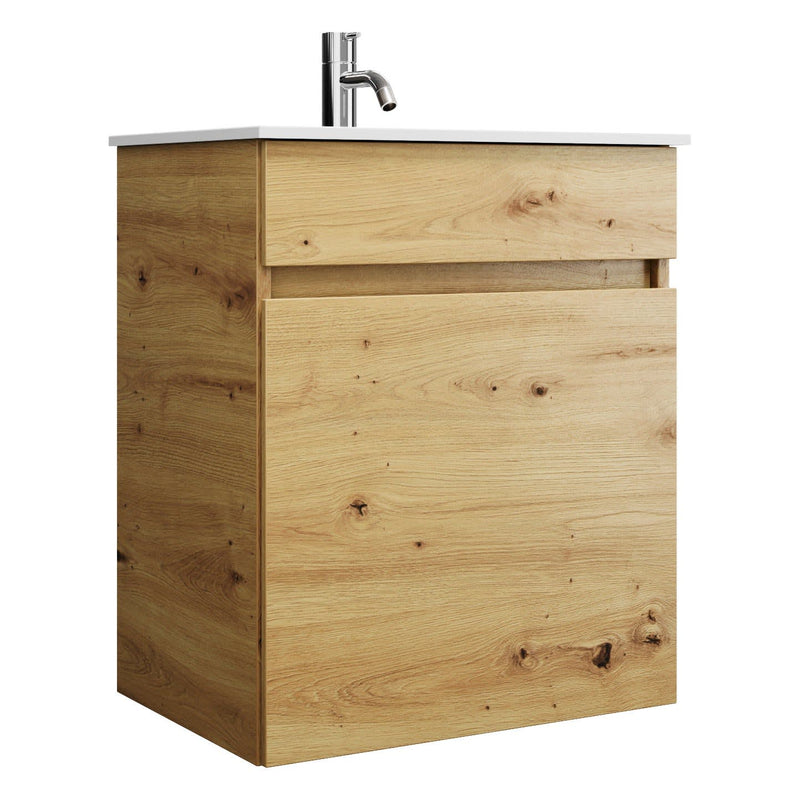 burgbad Meuble sous-vasque Lin20 avec vasque en fonte minérale 52 cm, 1 compartiment coulissant