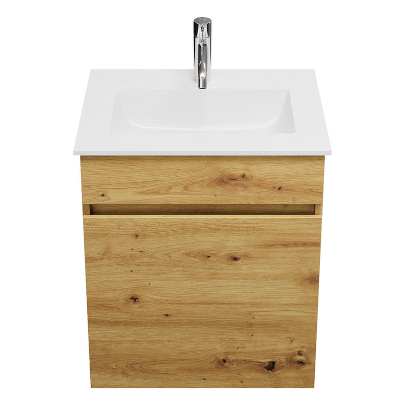 burgbad Meuble sous-vasque Lin20 avec vasque en fonte minérale 52 cm, 1 compartiment coulissant