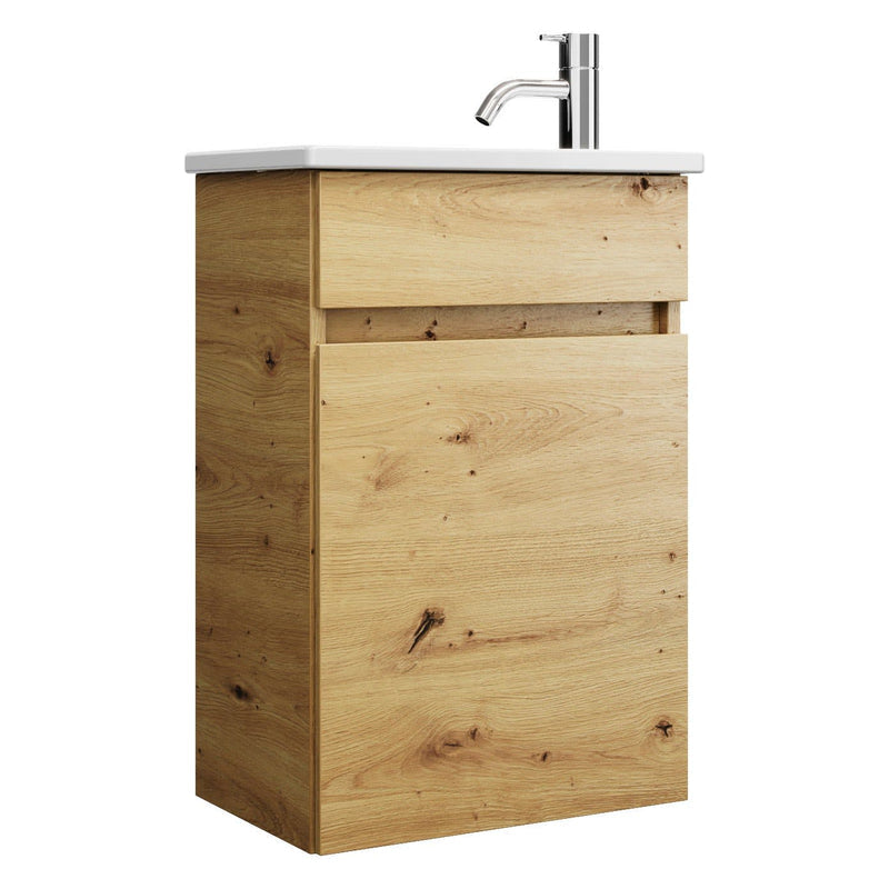 burgbad Lin20 meuble sous-vasque avec vasque en céramique 43 cm, 1 porte, gauche