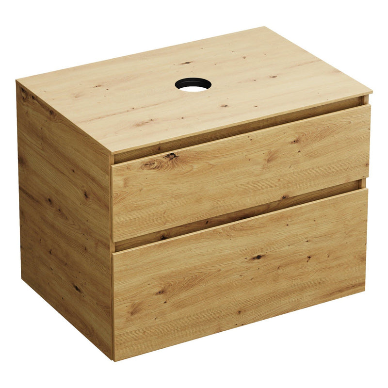 burgbad Lin20 meuble sous-vasque avec plaque console 80 cm, 2 tiroirs, découpe vasque au milieu