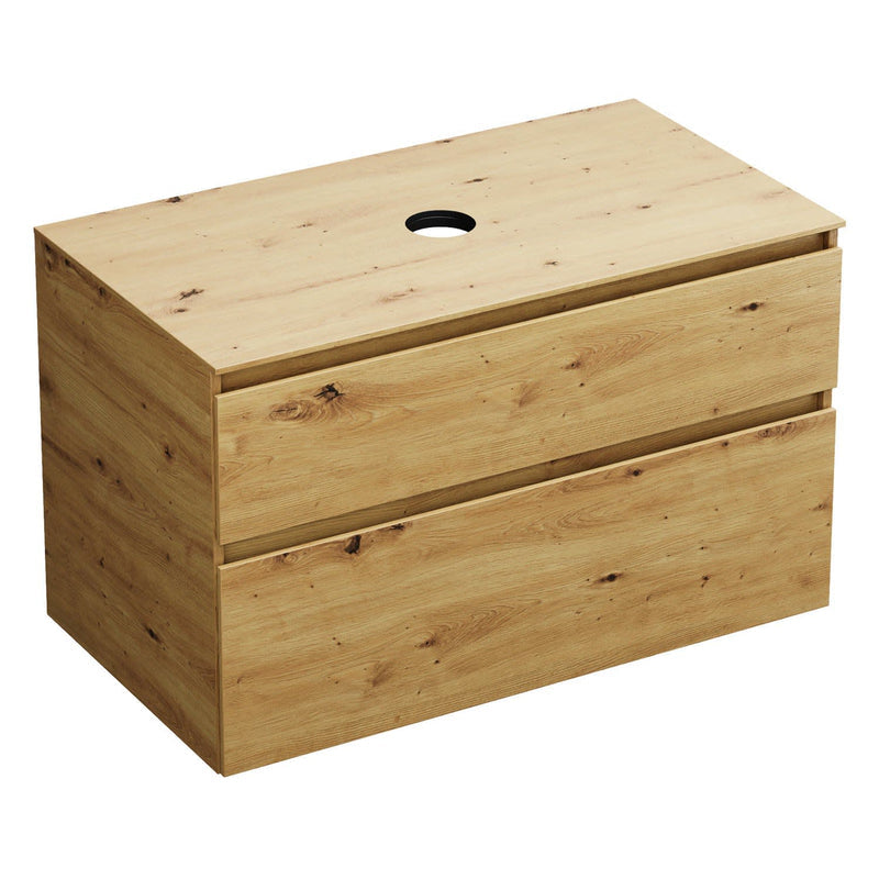 burgbad Lin20 meuble sous-vasque avec plaque console 100 cm, 2 tiroirs, découpe vasque au milieu