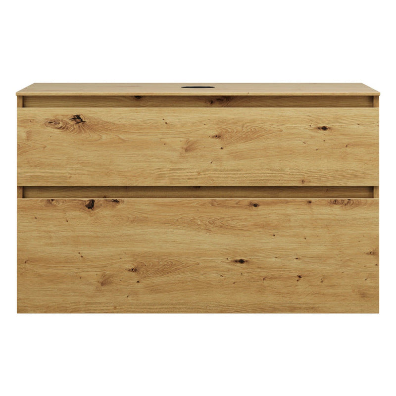 burgbad Lin20 meuble sous-vasque avec plaque console 100 cm, 2 tiroirs, découpe vasque au milieu