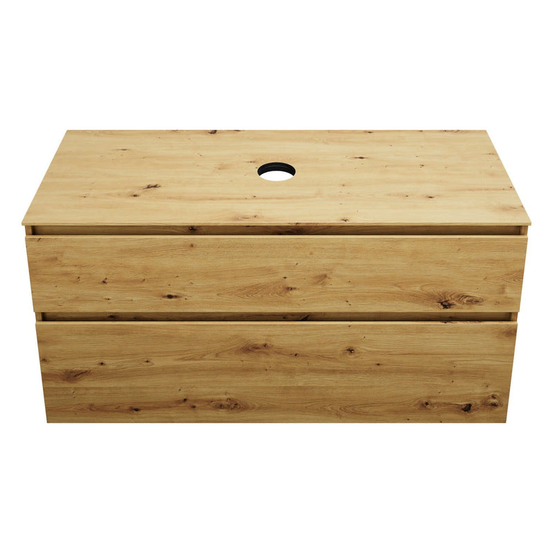 burgbad Lin20 meuble sous-vasque avec plaque console 120 cm, 2 tiroirs, découpe vasque au milieu