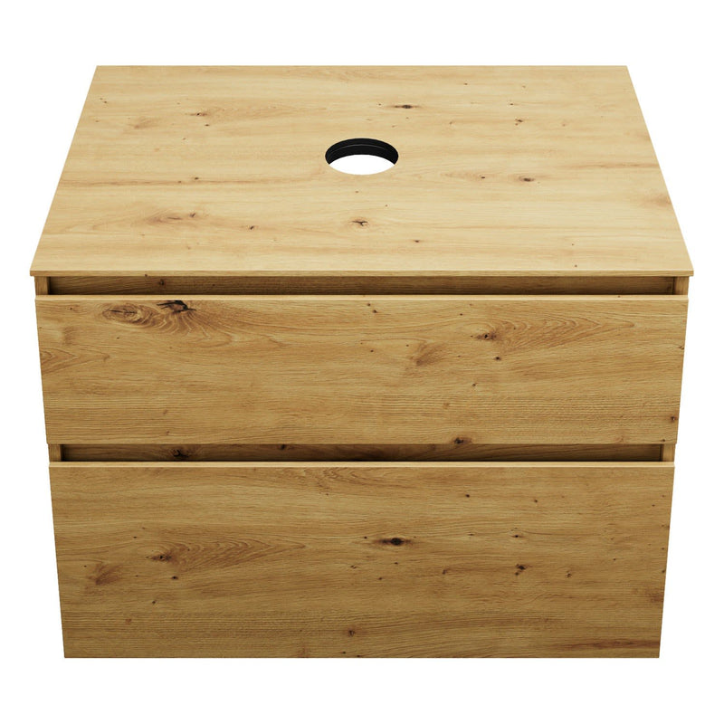 burgbad Lin20 meuble sous-vasque avec plaque console 80 cm, 2 tiroirs, découpe vasque au milieu