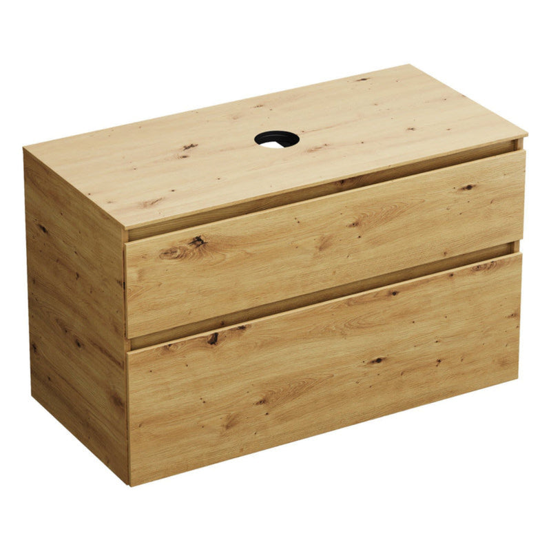 burgbad Lin20 meuble sous-vasque avec plaque console 100 cm, 2 tiroirs, découpe vasque au milieu