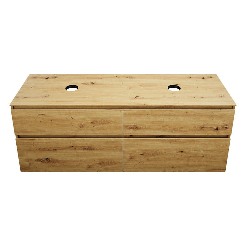 burgbad Lin20 meuble sous-vasque avec plaque console 160 cm, 4 tiroirs, découpe vasque à gauche et à droite