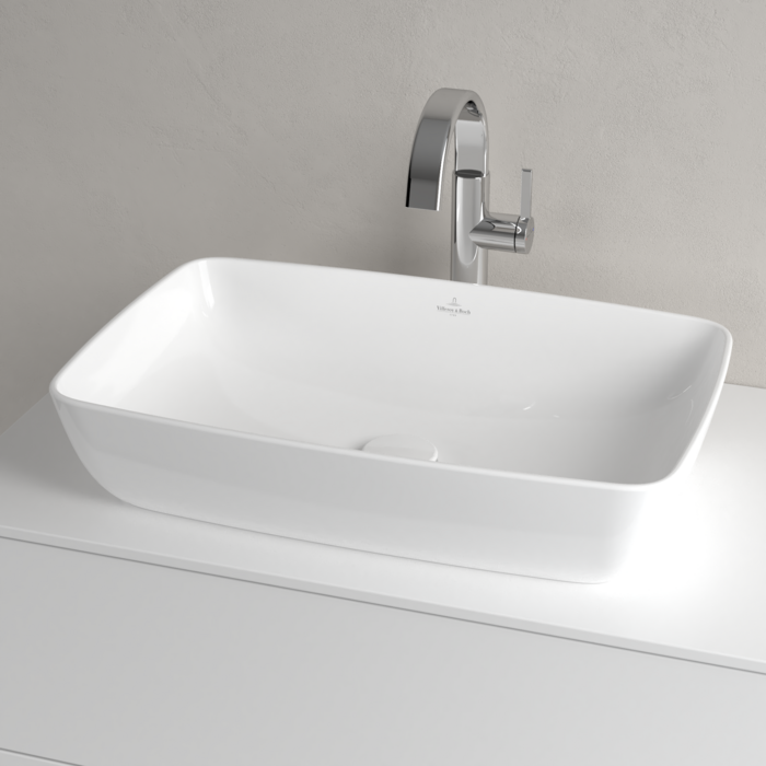 Vue de devant Villeroy & Boch Artis Vasque à poser, 580 x 385 x 130 mm, Blanc, sans trop-plein