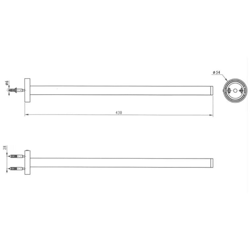 Kronenbach Porte-serviettes fixe 1 bras Radia 43 cm, Chromé