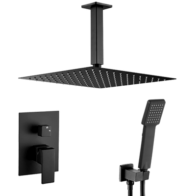 Conjunto de ducha monomando empotrada a techo MILTON negro mate - Entorno baño