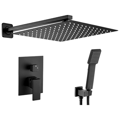 Conjunto de ducha monomando empotrada a pared MILTON negro mate - Entorno baño