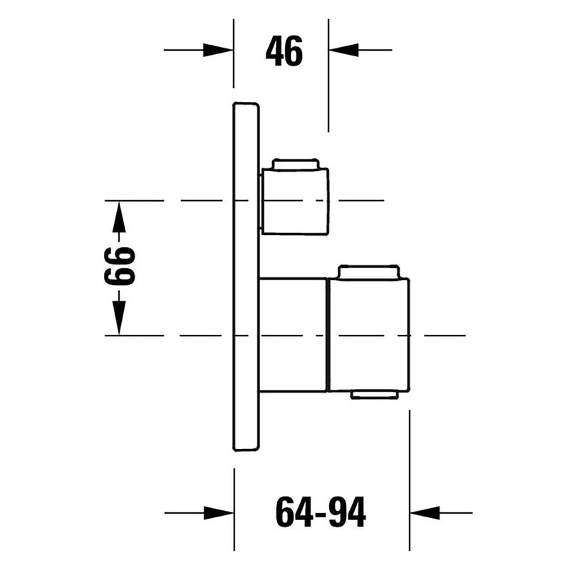 Duravit robinetterie thermostatique set thermostatique à encastrer, 2 consommateurs, rond