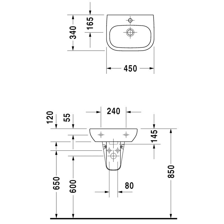 Lave-mains Duravit D-Code 45 cm