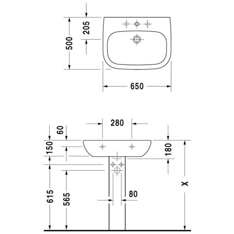 Lavabo Duravit D-Code 65 cm