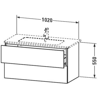 Lavabo Duravit Me by Starck avec meuble bas L-Cube 103 x 49 cm avec 2 tiroirs