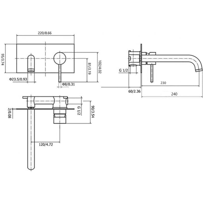 Grifo lavabo empotrado monomando CARLOW dorado - Entorno baño