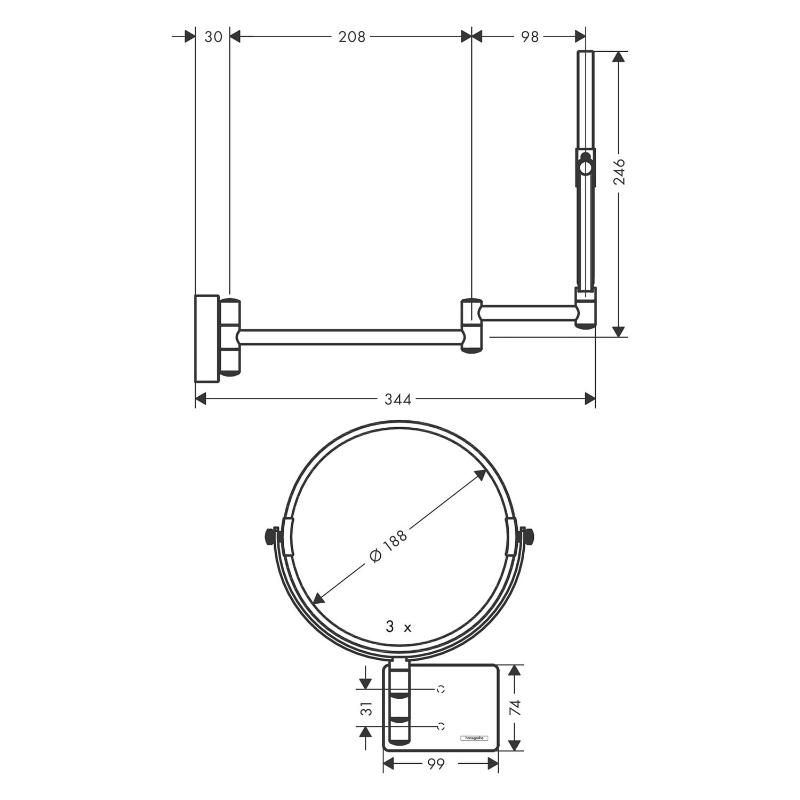 miroir de rasage hansgrohe AddStoris