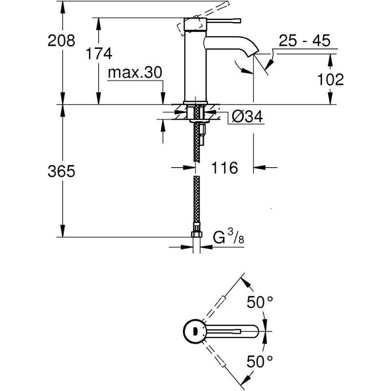 GROHE Essence Nouveau mitigeur de lavabo taille S sans garniture de vidage