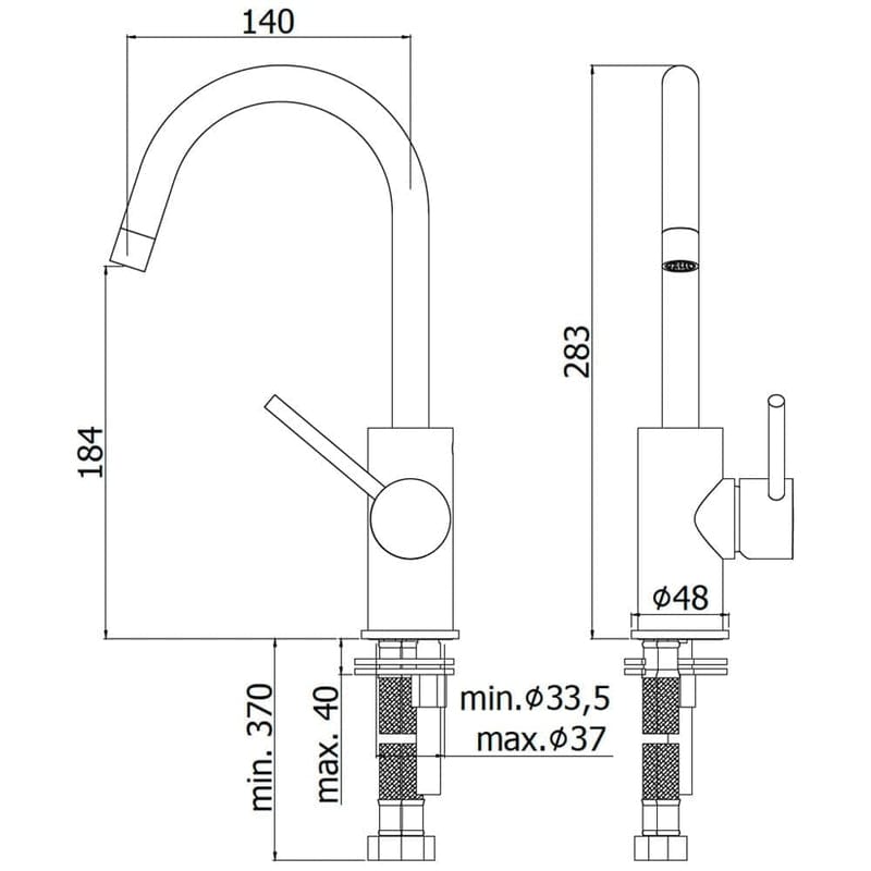 Mitigeur monocommande de lavabo KRONENBACH AQA 2.0 avec bec haut