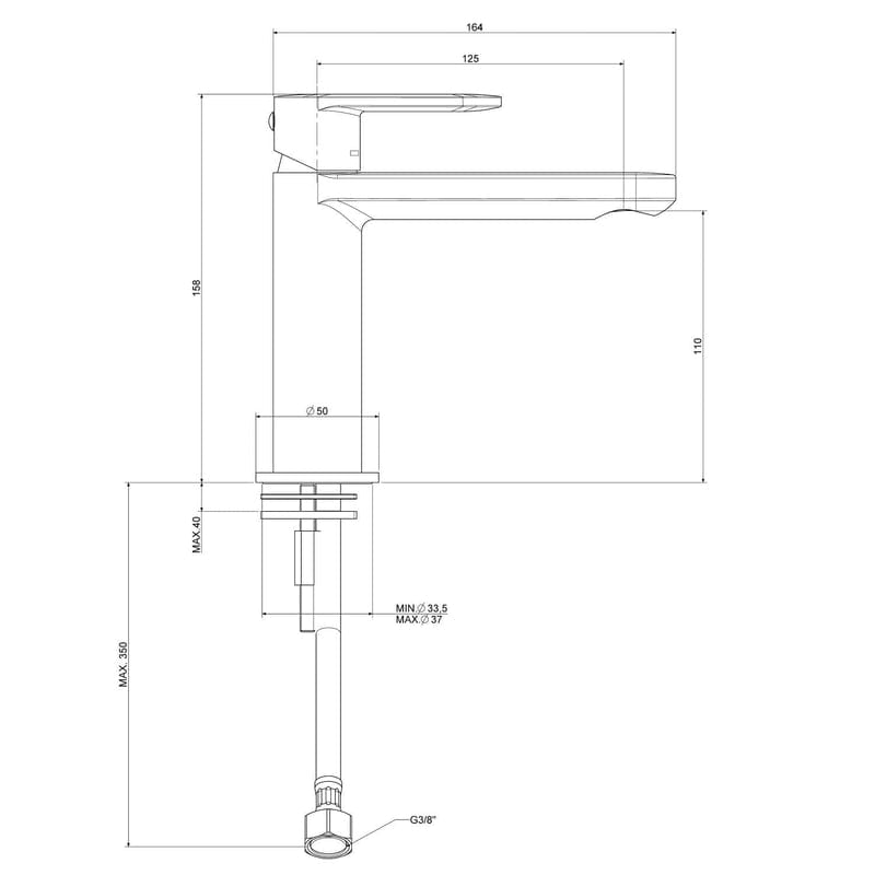 Mitigeur monocommande de lavabo KRONENBACH Plana 2.0 sans garniture de vidage