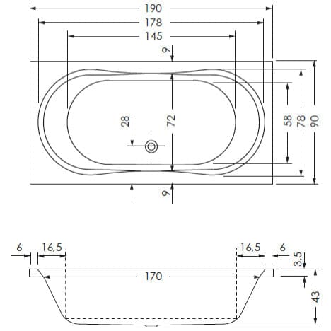 Baignoire STEINKAMP Life 190 x 90 cm