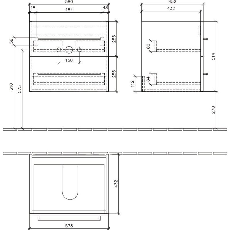 Villeroy & Boch Meuble sous-vasque Avento 58 x 45,2 x 51,4 cm