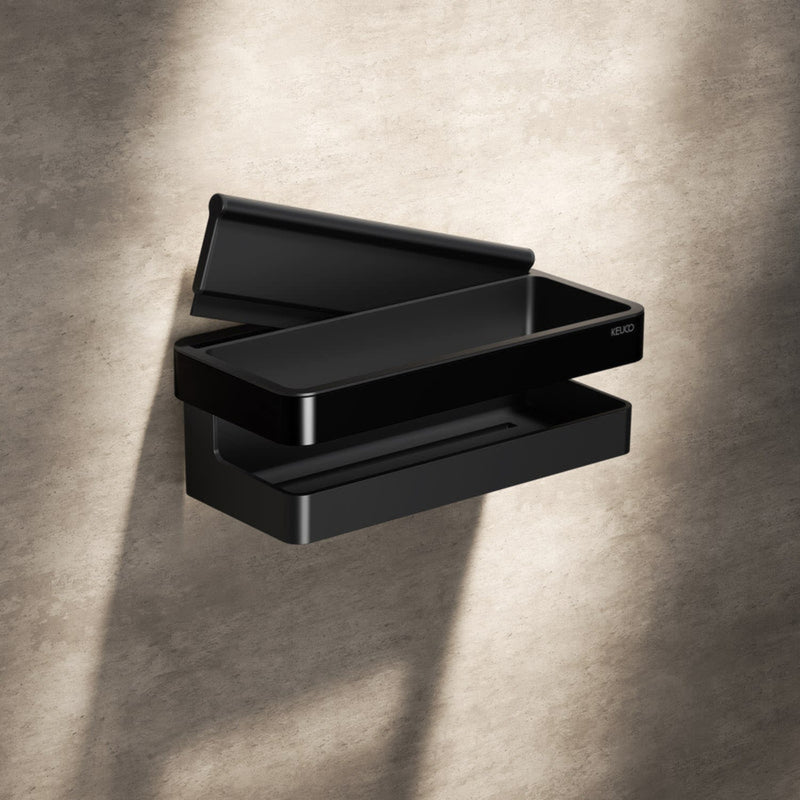 Étagère de douche Keuco VIA23 Black Selection avec raclette en verre intégrée