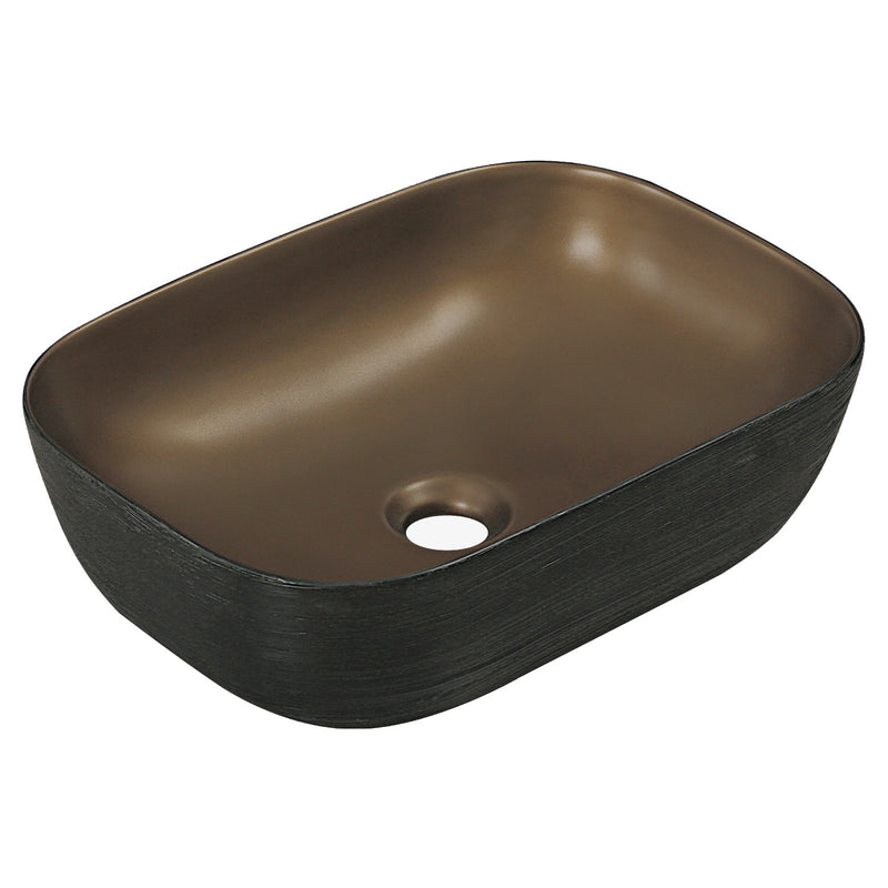 Vasque à poser rectangulaire en céramique ORIANA marron foncé