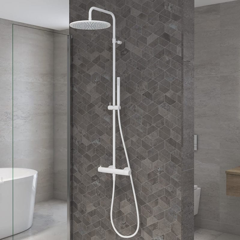 Système de douche KRONENBACH Lima 2.0 Blanc avec thermostat, pommeau de douche Ø 30 cm