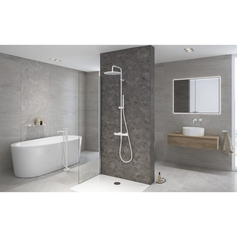Système de douche KRONENBACH Lima 2.0 Blanc avec thermostat, pommeau de douche Ø 30 cm