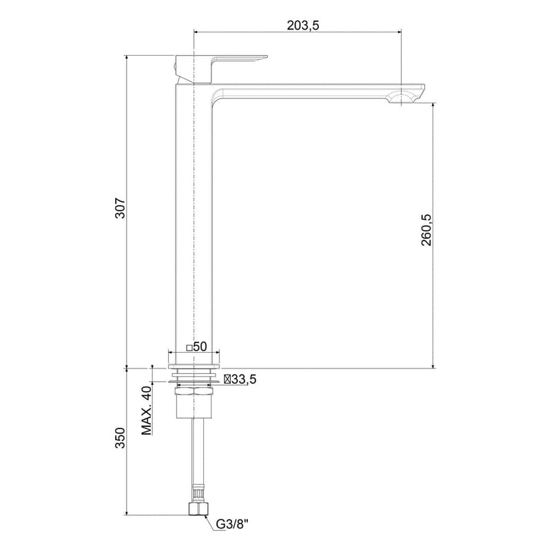 Mitigeur monocommande de lavabo KRONENBACH Quara 3.0 XXL, chromé
