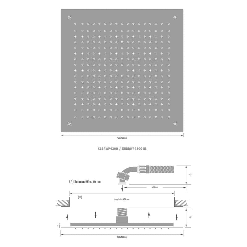 Douche de tête KRONENBACH SPA 43 x 43 cm pour installation au plafond