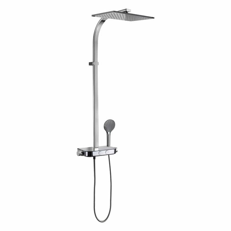 Système de douche apparent KRONENBACH avec thermostat Smart Push et tablette en verre